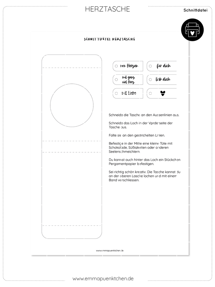 Schnittdatei Herztasche