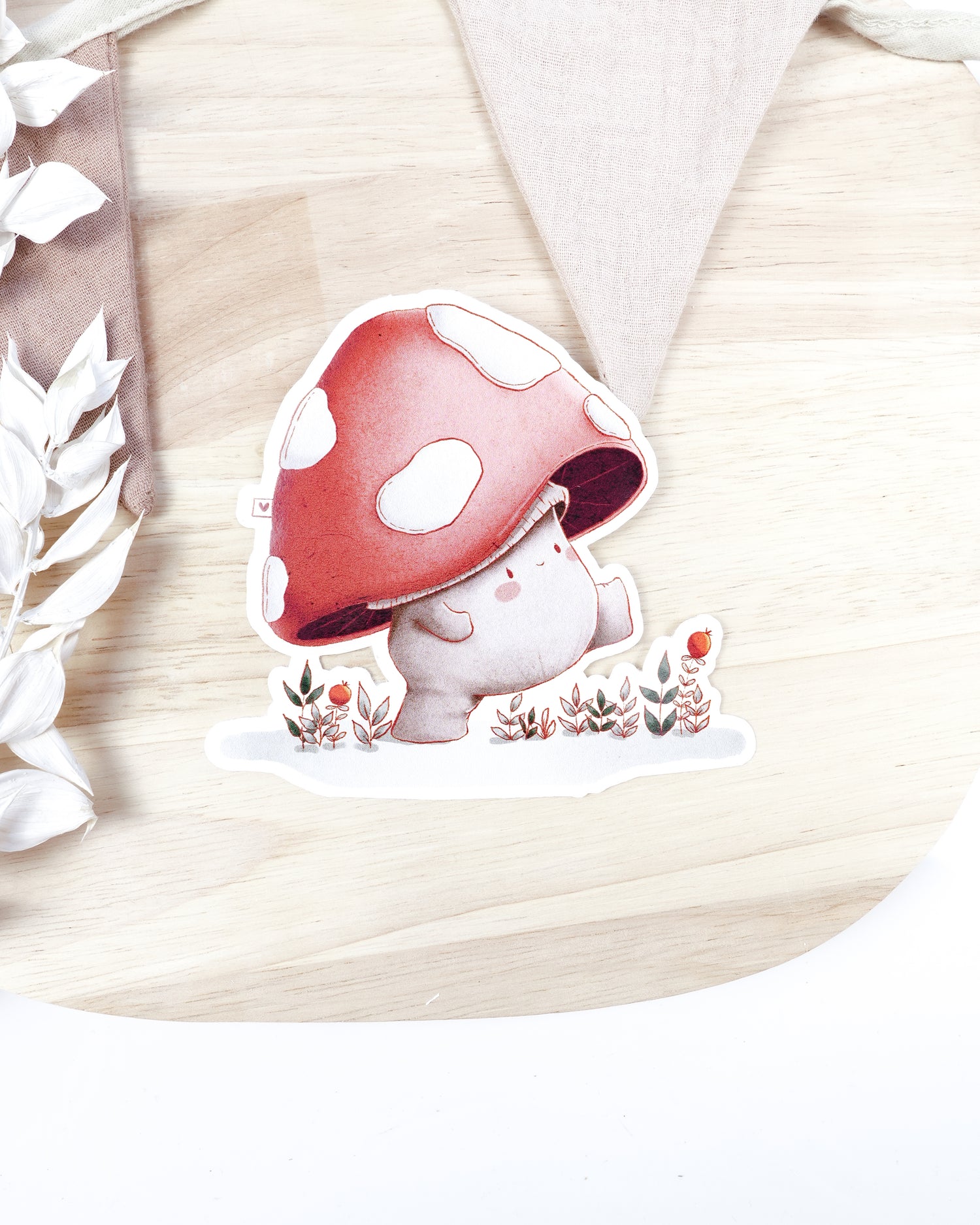 emmapünktchen ®  - Sticker Weiss Pilzchen groß