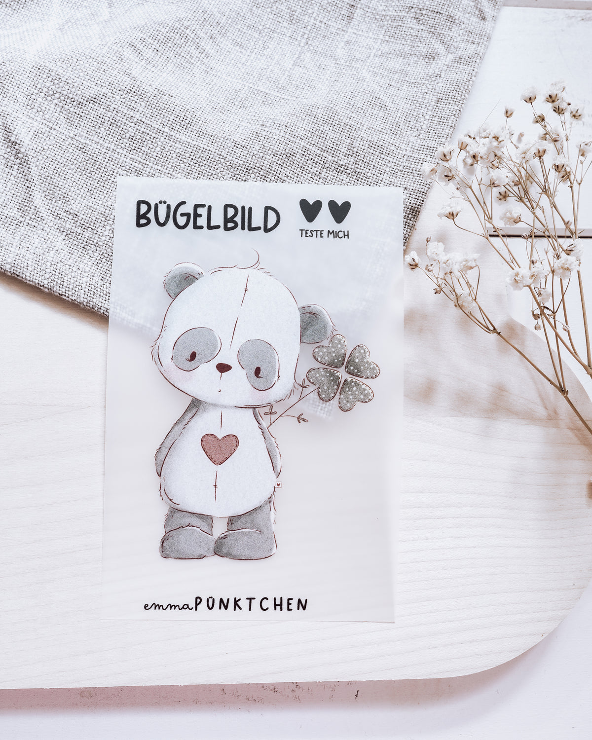 emmapünktchen ® Bügelbild randlos Mister Panda