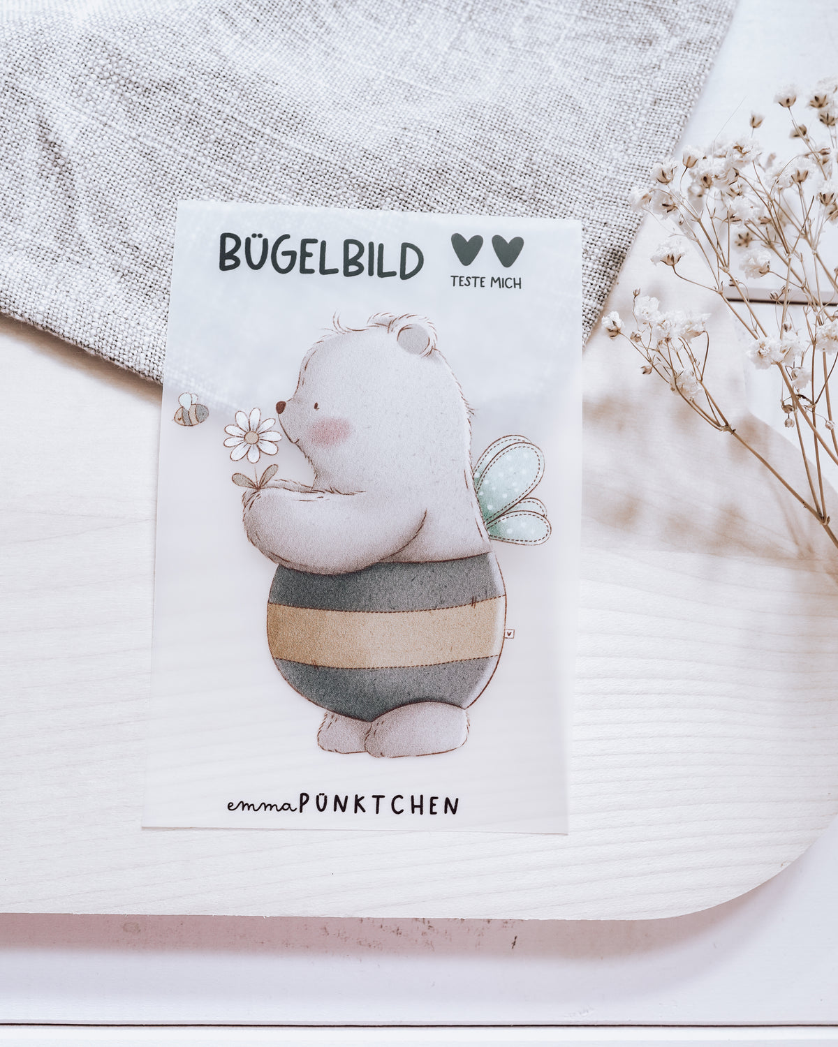 emmapünktchen ® Bügelbild randlos Bienchenbär