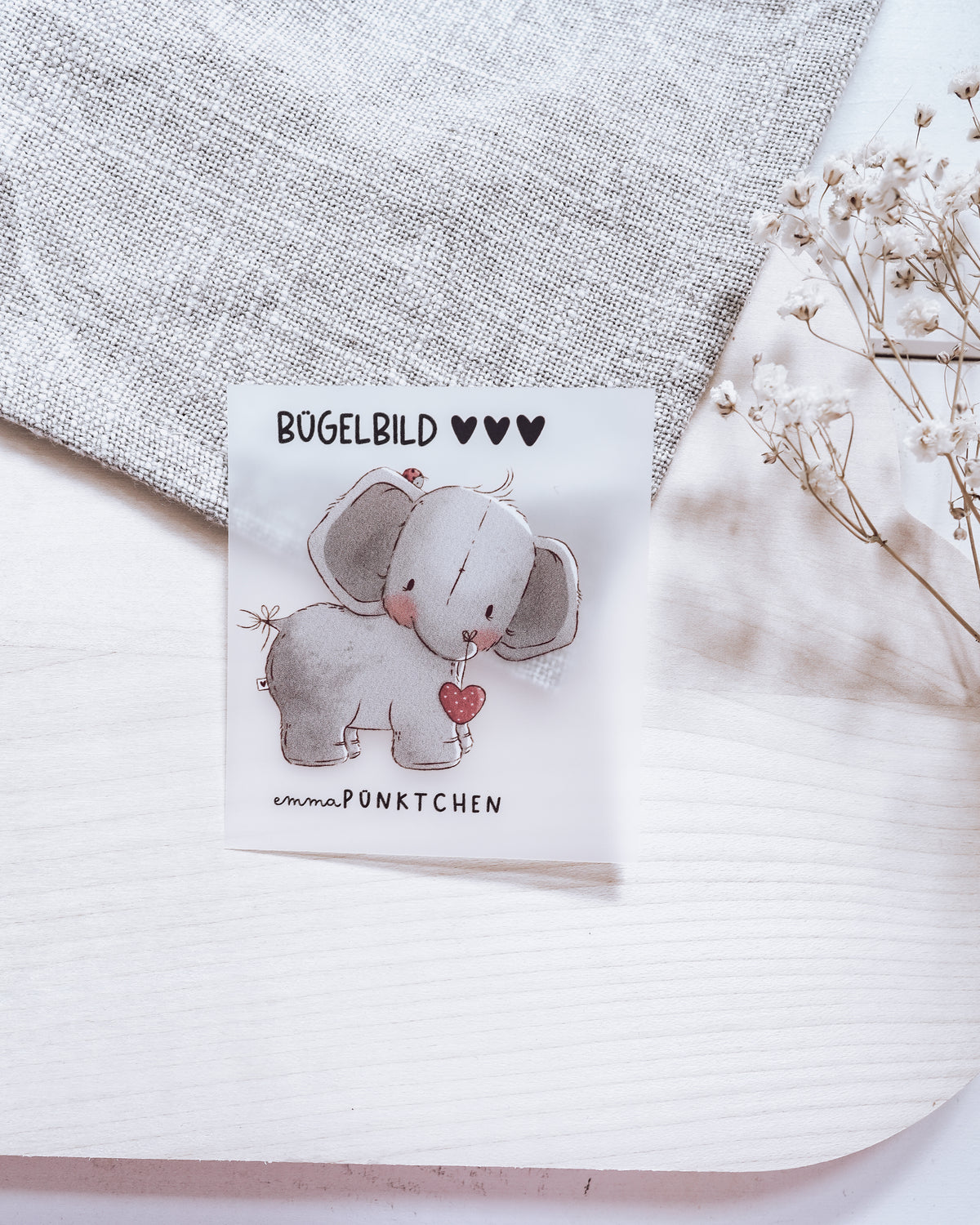 emmapünktchen ® Bügelbild randlos Elefant im Glück mini