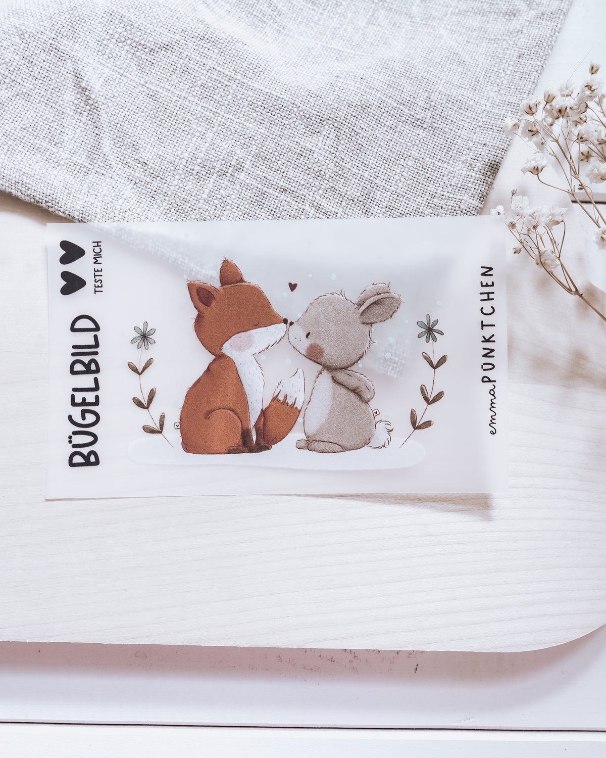 emmapünktchen ® Bügelbild randlos Fuchs und Hase