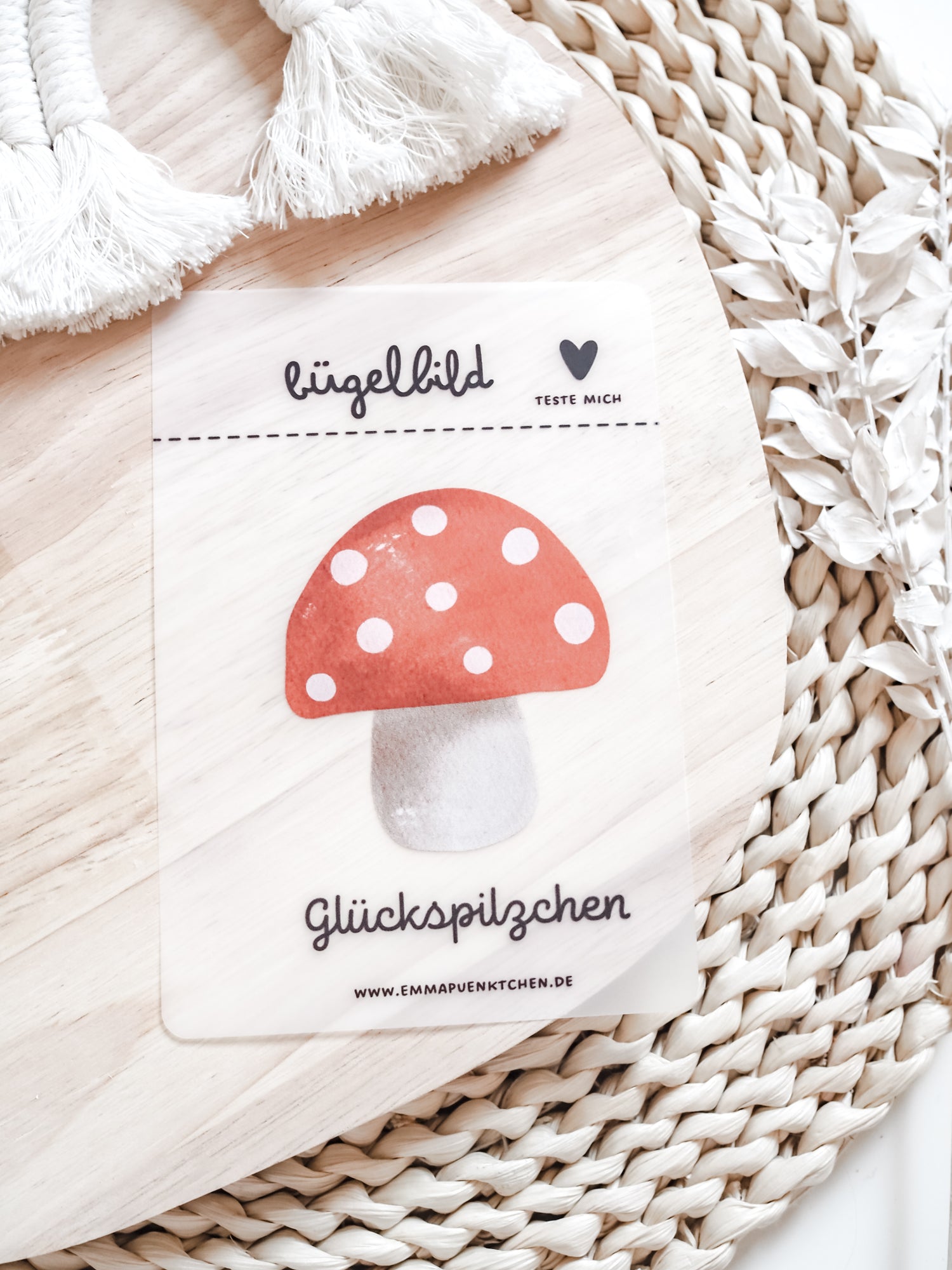 emmapünktchen ® Bügelbild randlos Pilz A6