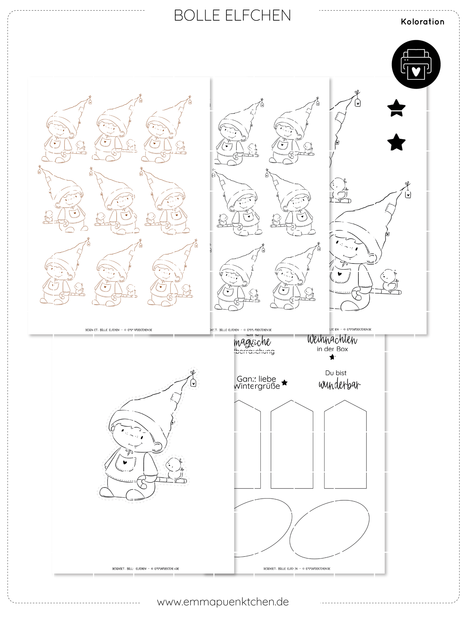 emmapünktchen ® - Kolorationsvorlage Bolle Elfchen
