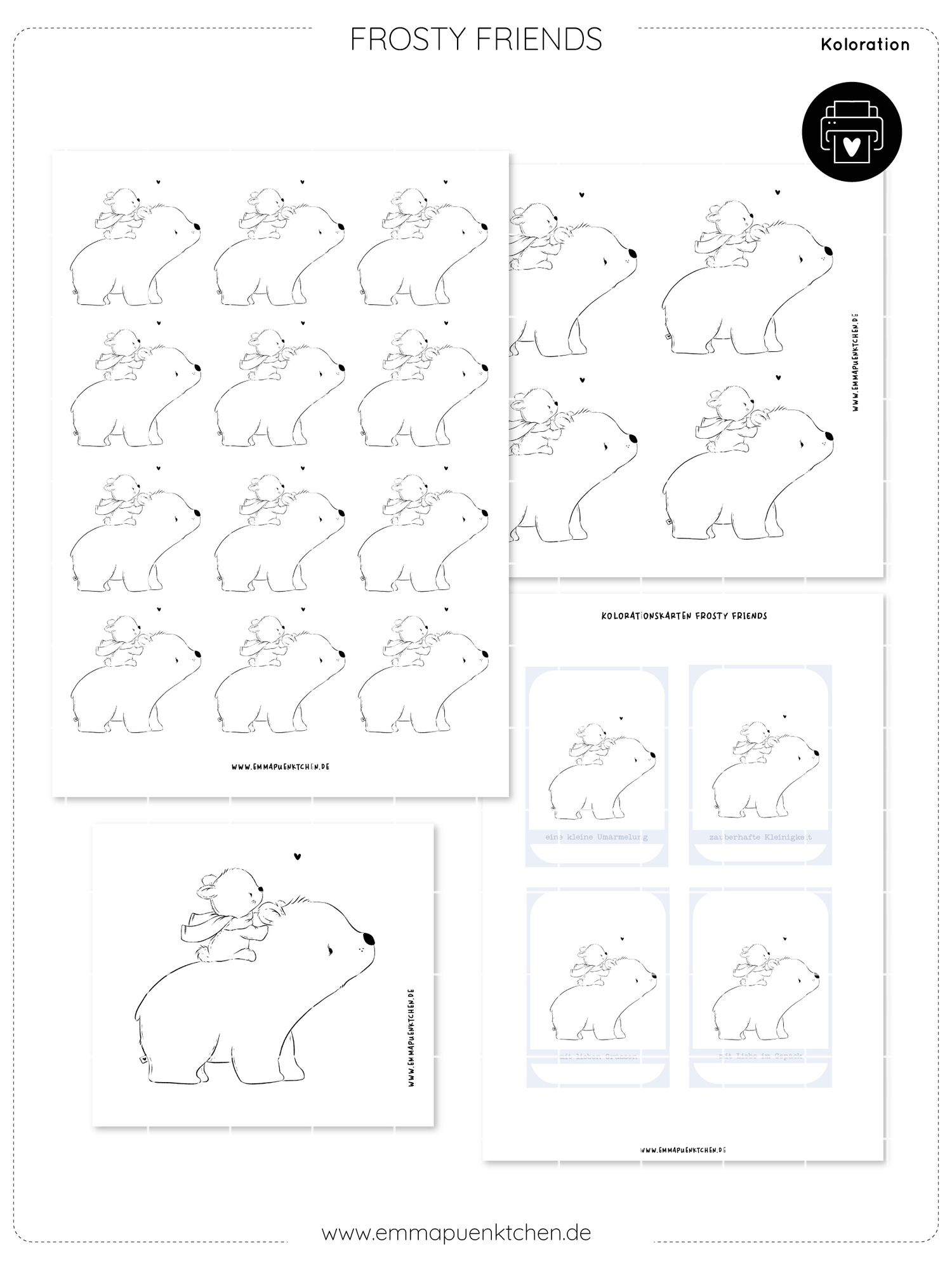 emmapünktchen ® - Kolorationsvorlage Frosty Friends