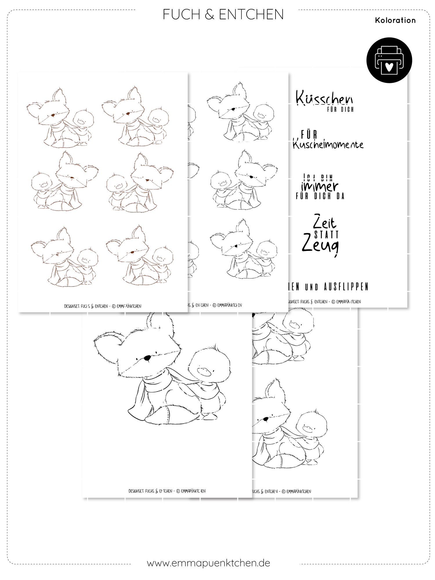 emmapünktchen ® - Kolorationsvorlage Fuchs & Entchen