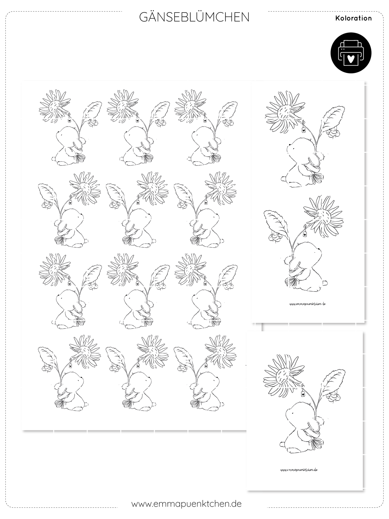 emmapünktchen ® - Kolorationsvorlage Gänseblümchen