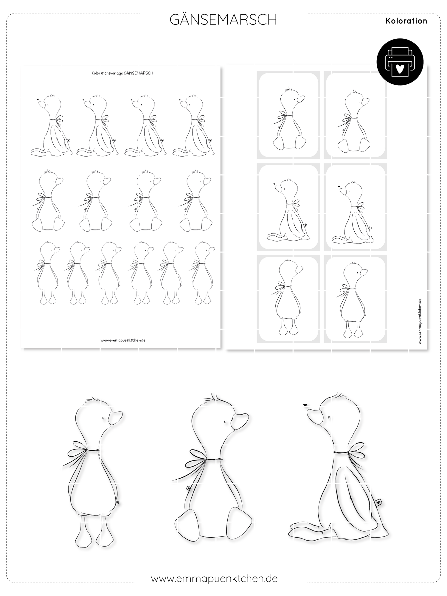 emmapünktchen ® - Kolorationsvorlage Gänsemarsch