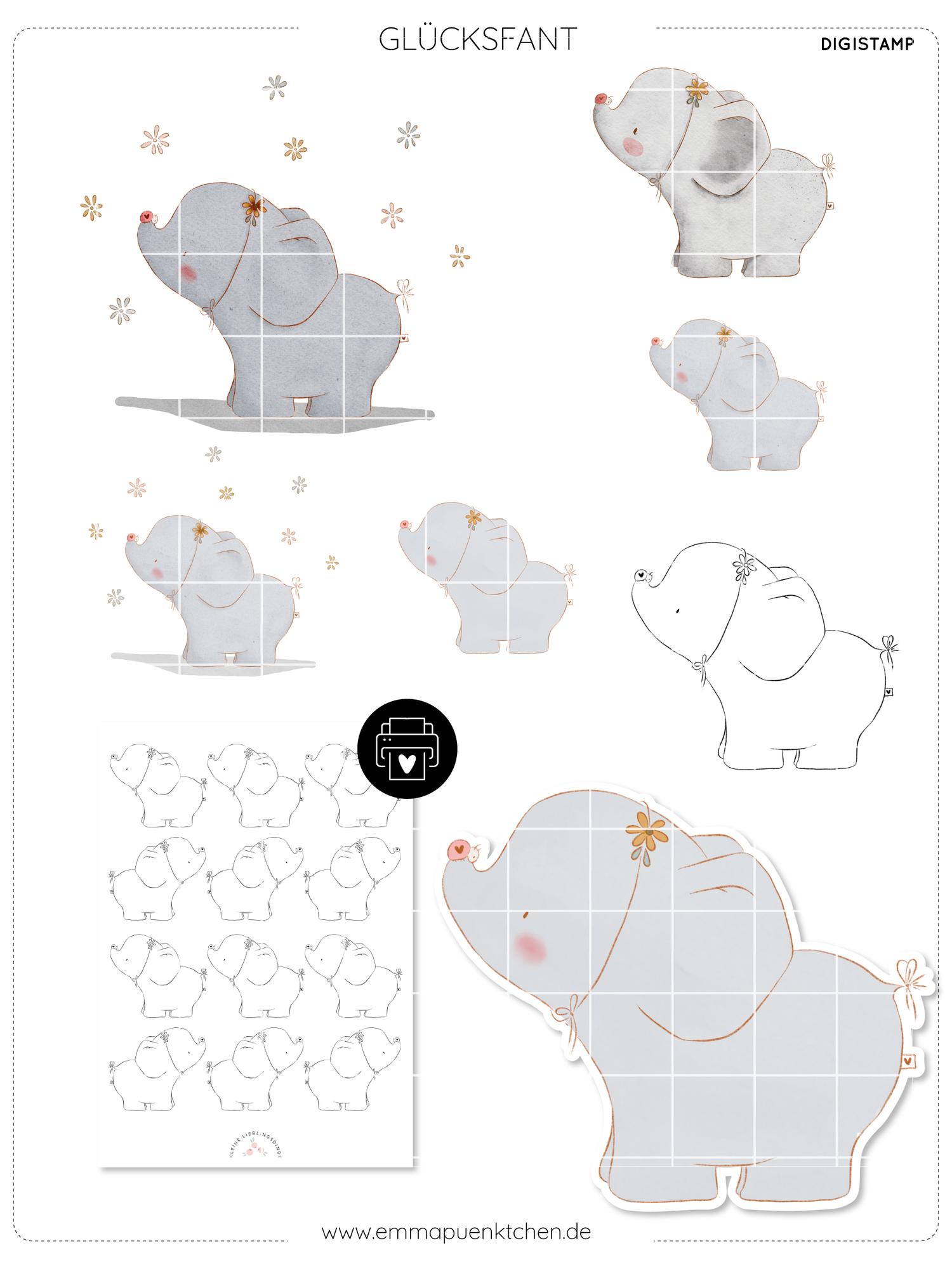 emmapünktchen ® -  DigiStamp Glücksfant