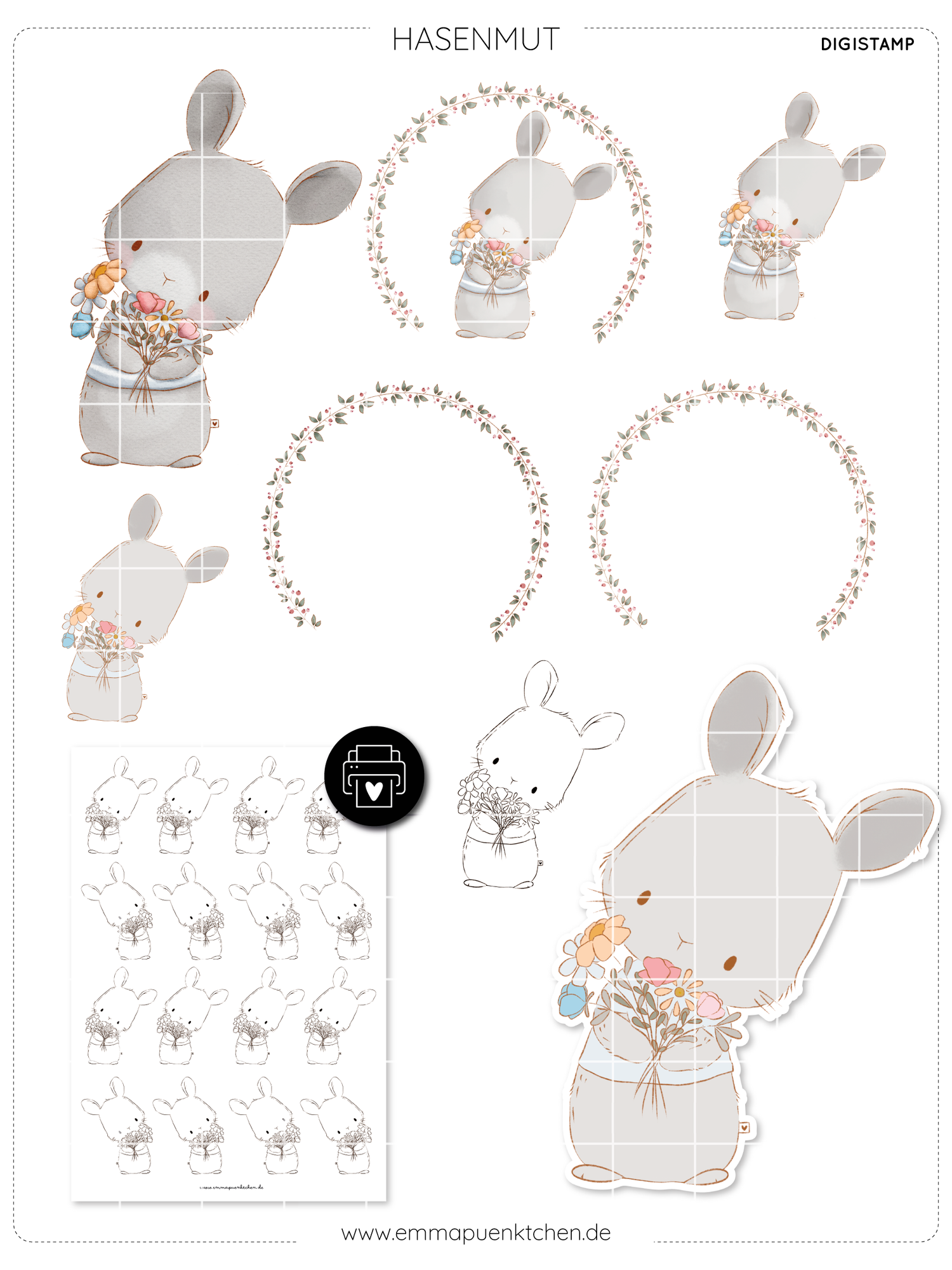 emmapünktchen ® - DigiStamp Hasenmut