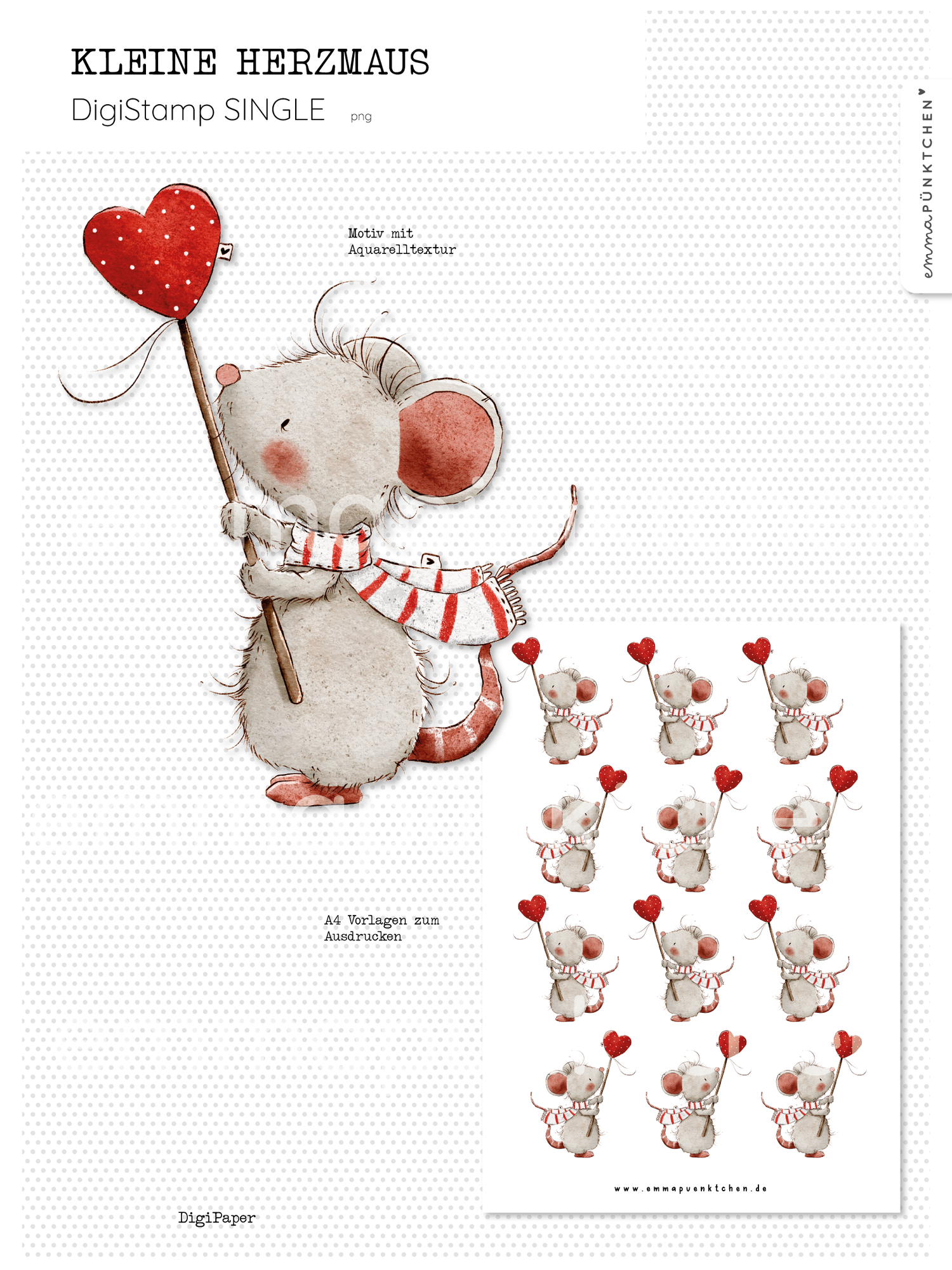 emmapünktchen ® - DigiStamp Kleine Herzmaus SINGLE