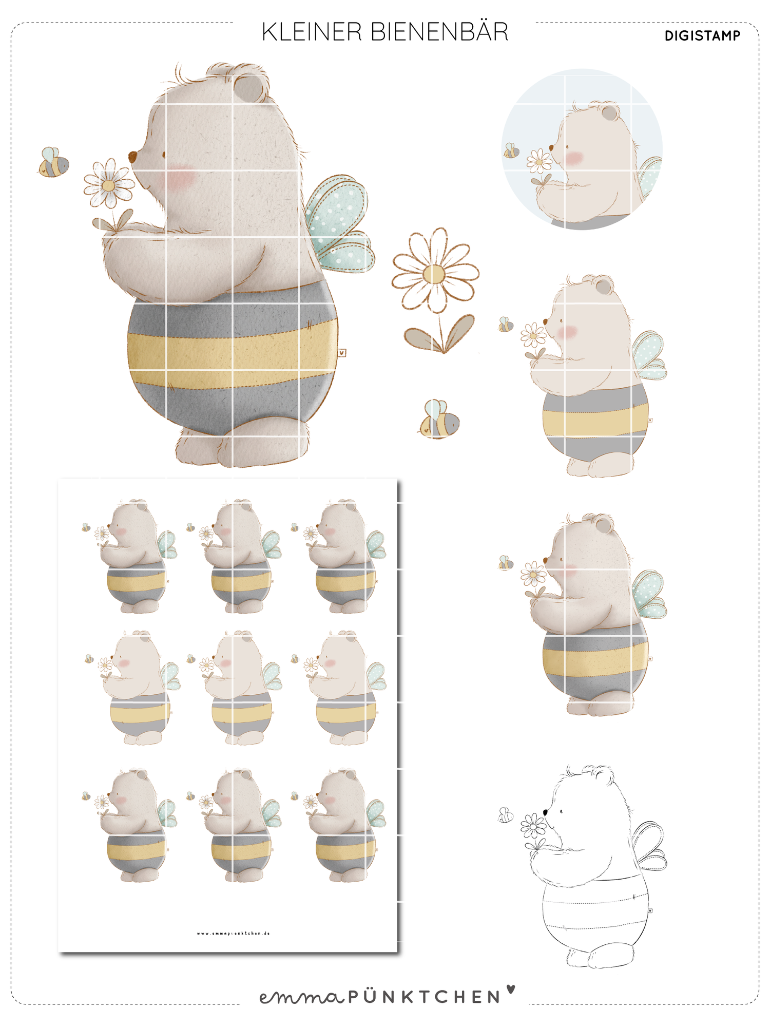 emmapünktchen ® - DigiStamp Kleiner Bienenbär