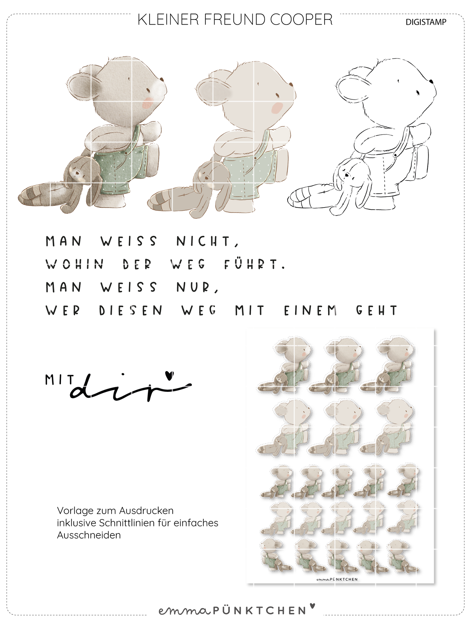 emmapünktchen ® - DigiStamp & Kolorationsvorlage Kleiner Freund Cooper