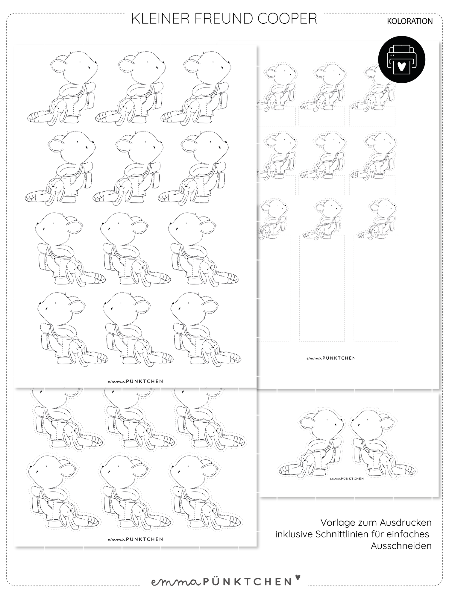 emmapünktchen ® - DigiStamp & Kolorationsvorlage Kleiner Freund Cooper