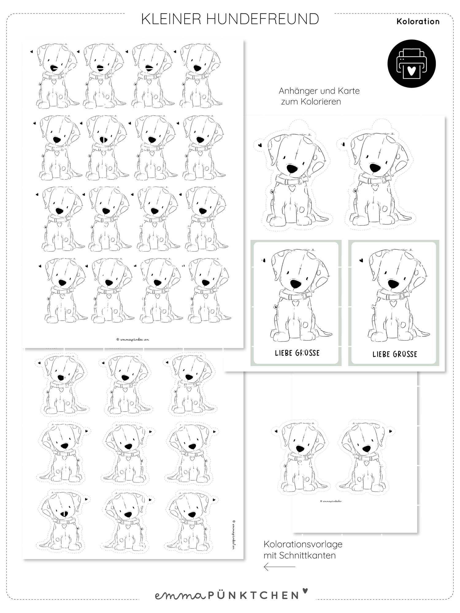 emmapünktchen ® - Kolorationsvorlage Kleiner Hundefreund