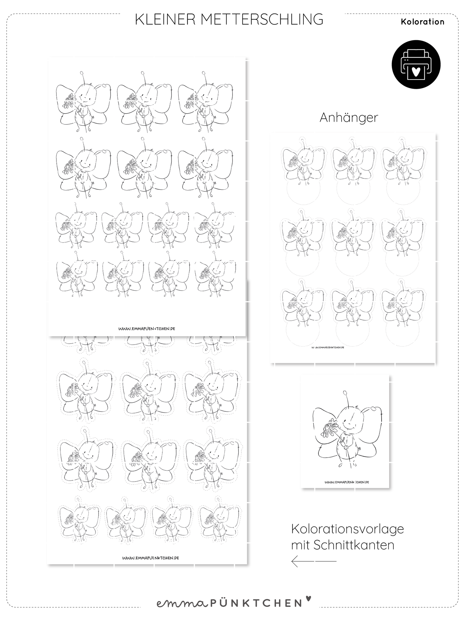 emmapünktchen ® - Kolorationsvorlage Kleiner Metterschling