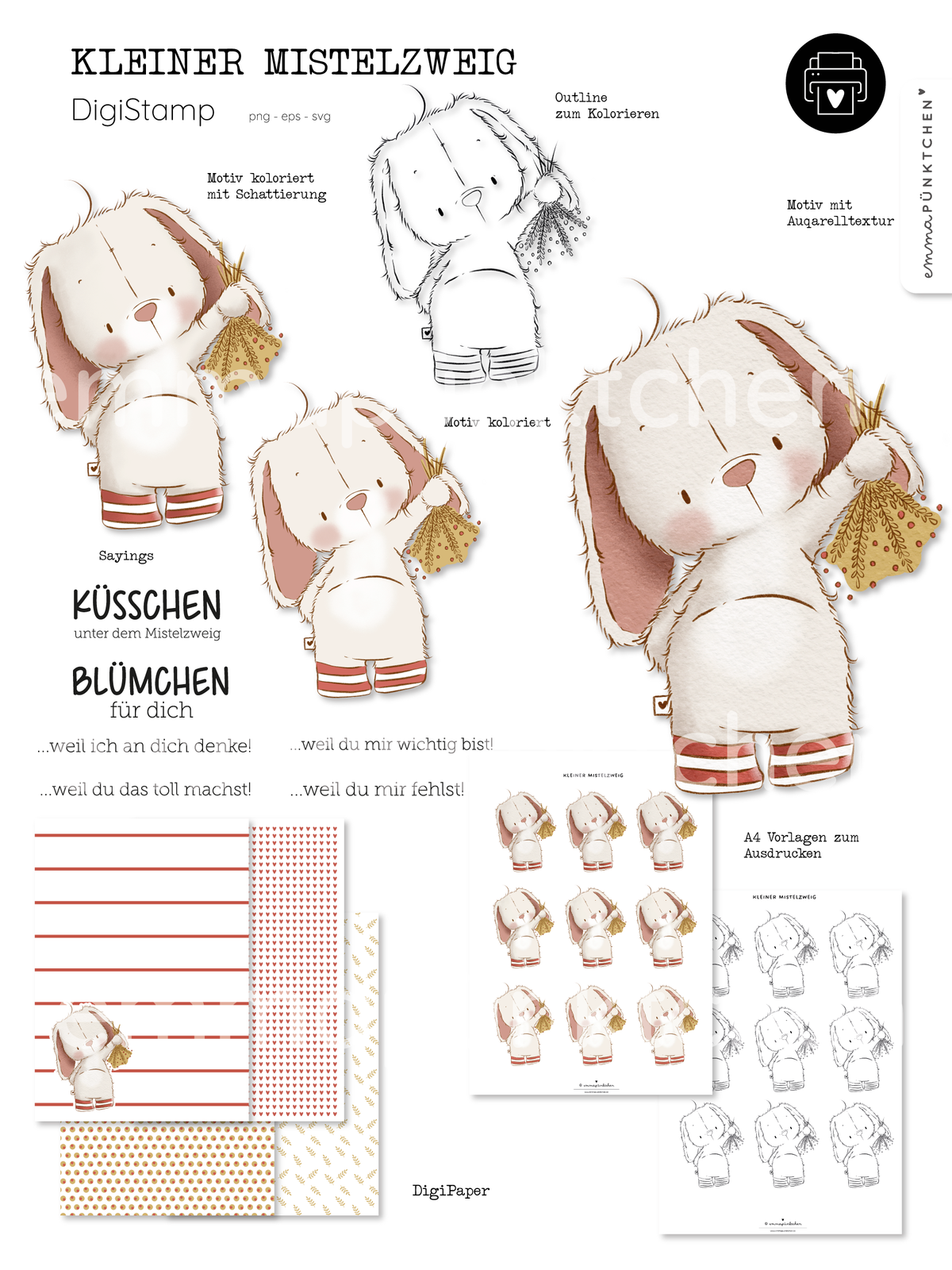 emmapünktchen ® - DigiStamp Kleiner Mistelzweig