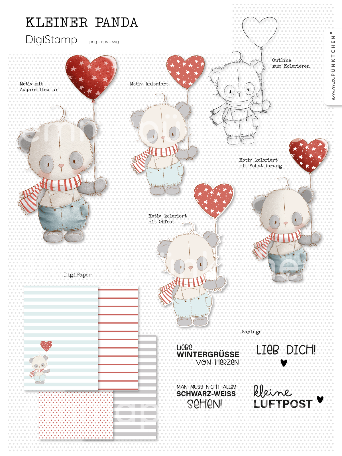 emmapünktchen ® -  DigiStamp Kleiner Panda