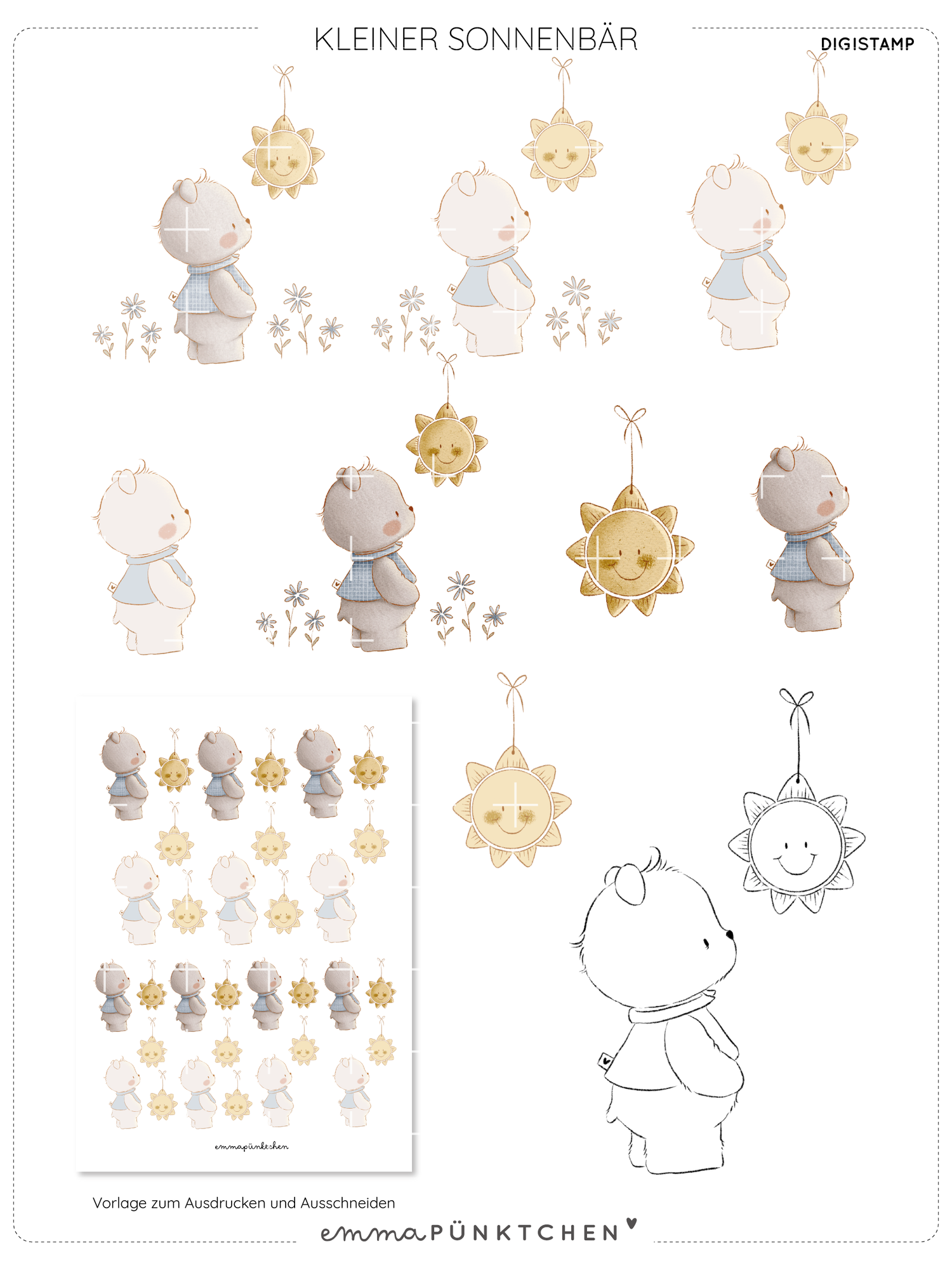 emmapünktchen ® - DigiStamp Kleiner Sonnenbär