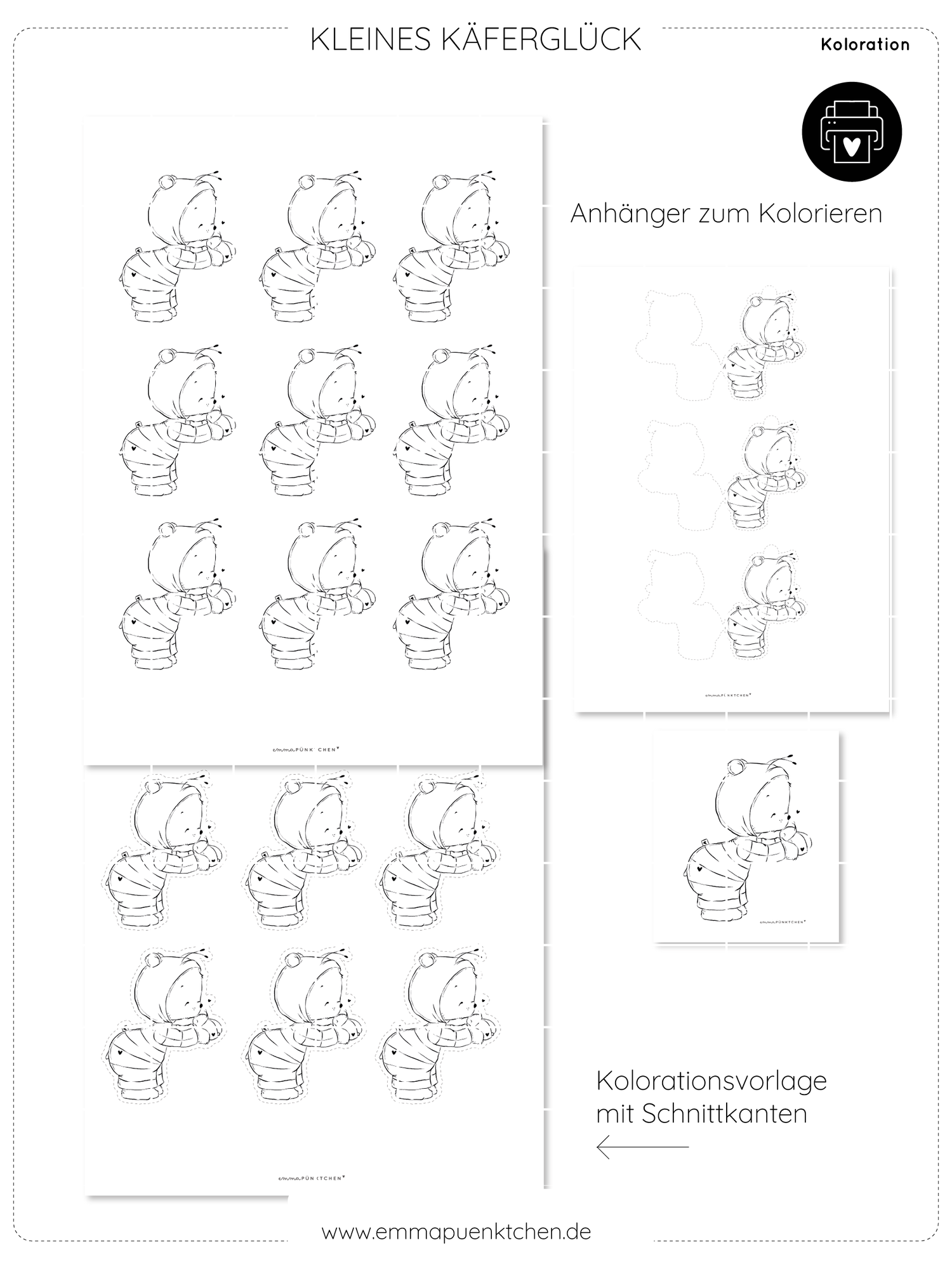 emmapünktchen ® - Kolorationsvorlage Kleines Käferglück