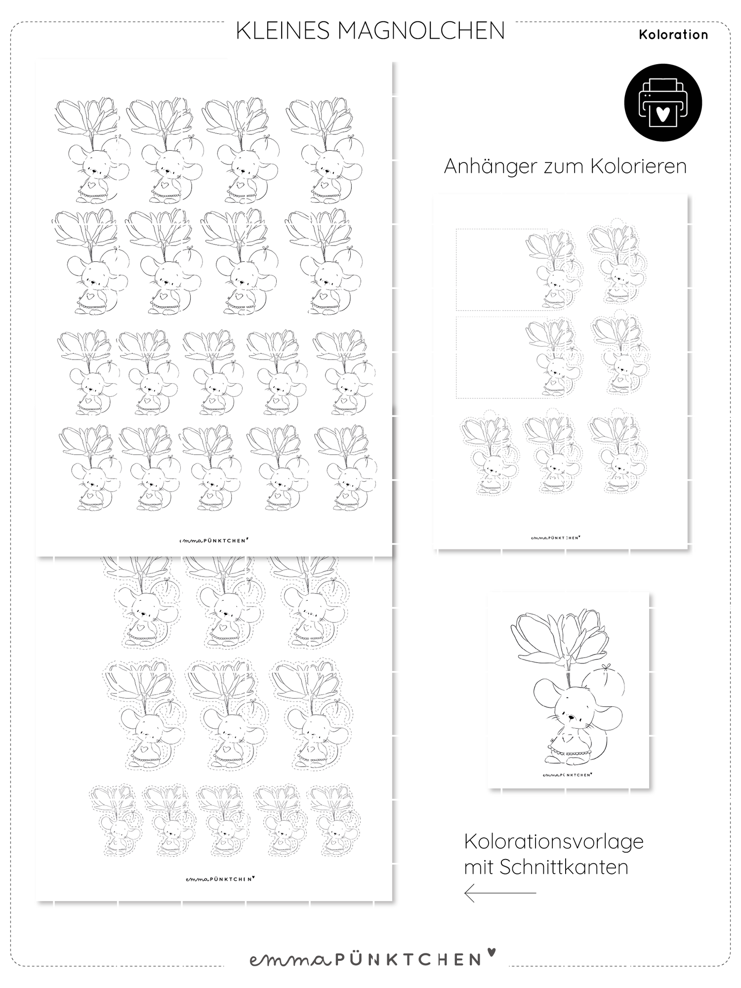 emmapünktchen ® - Kolorationsvorlage Kleines Magnolchen