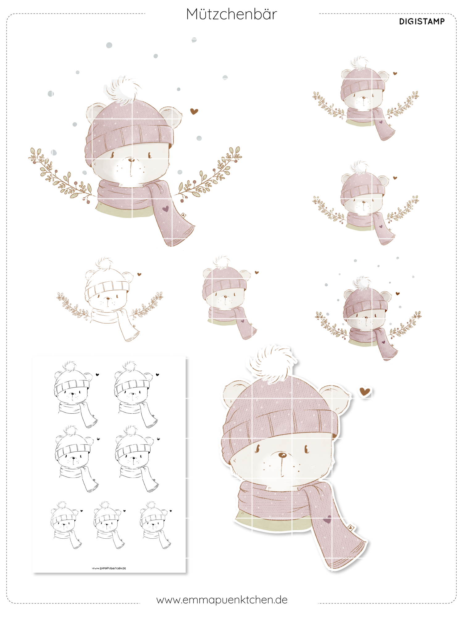 emmapünktchen ® -  DigiStamp Mützchenbär