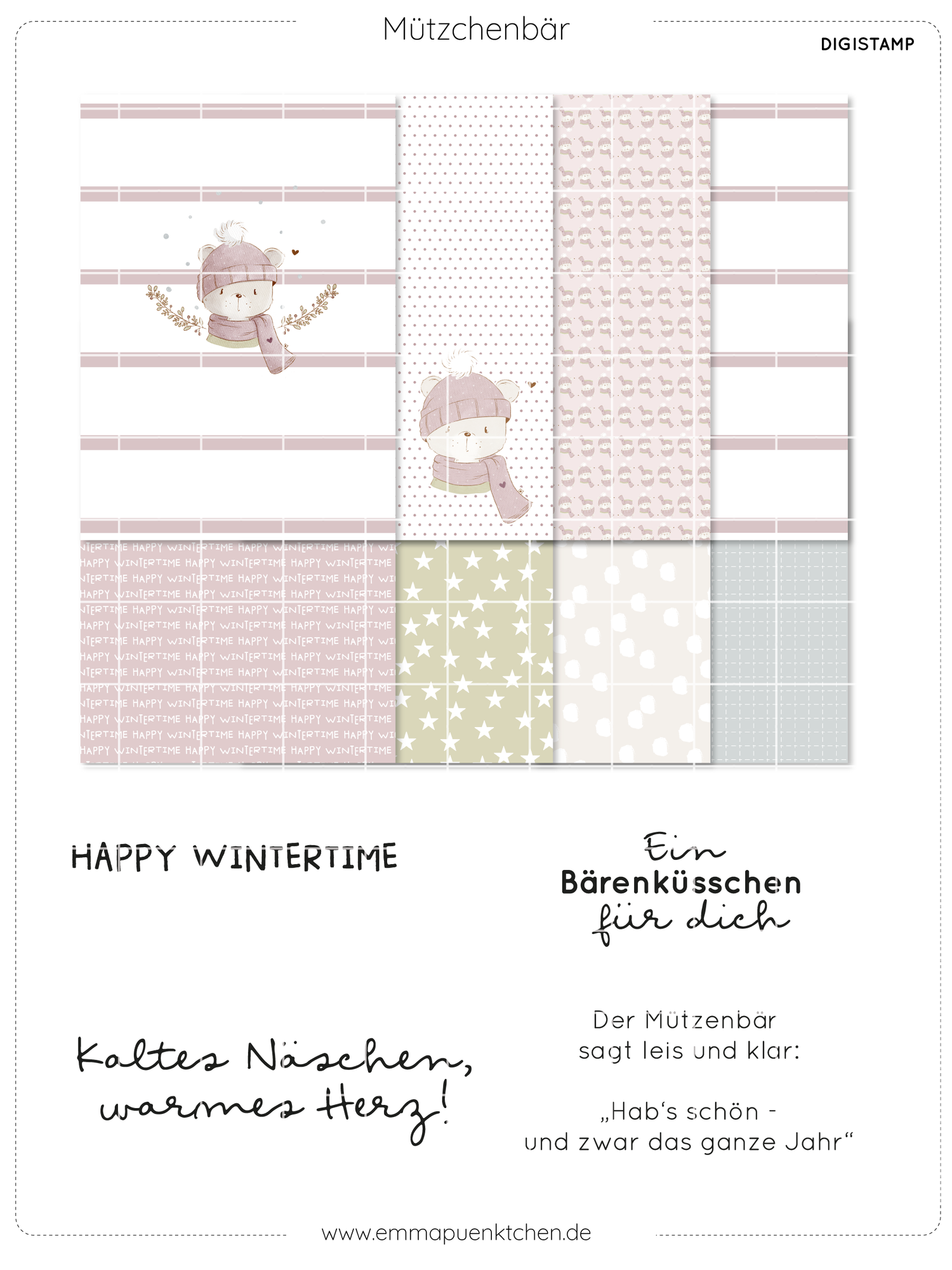 emmapünktchen ® -  DigiStamp Mützchenbär