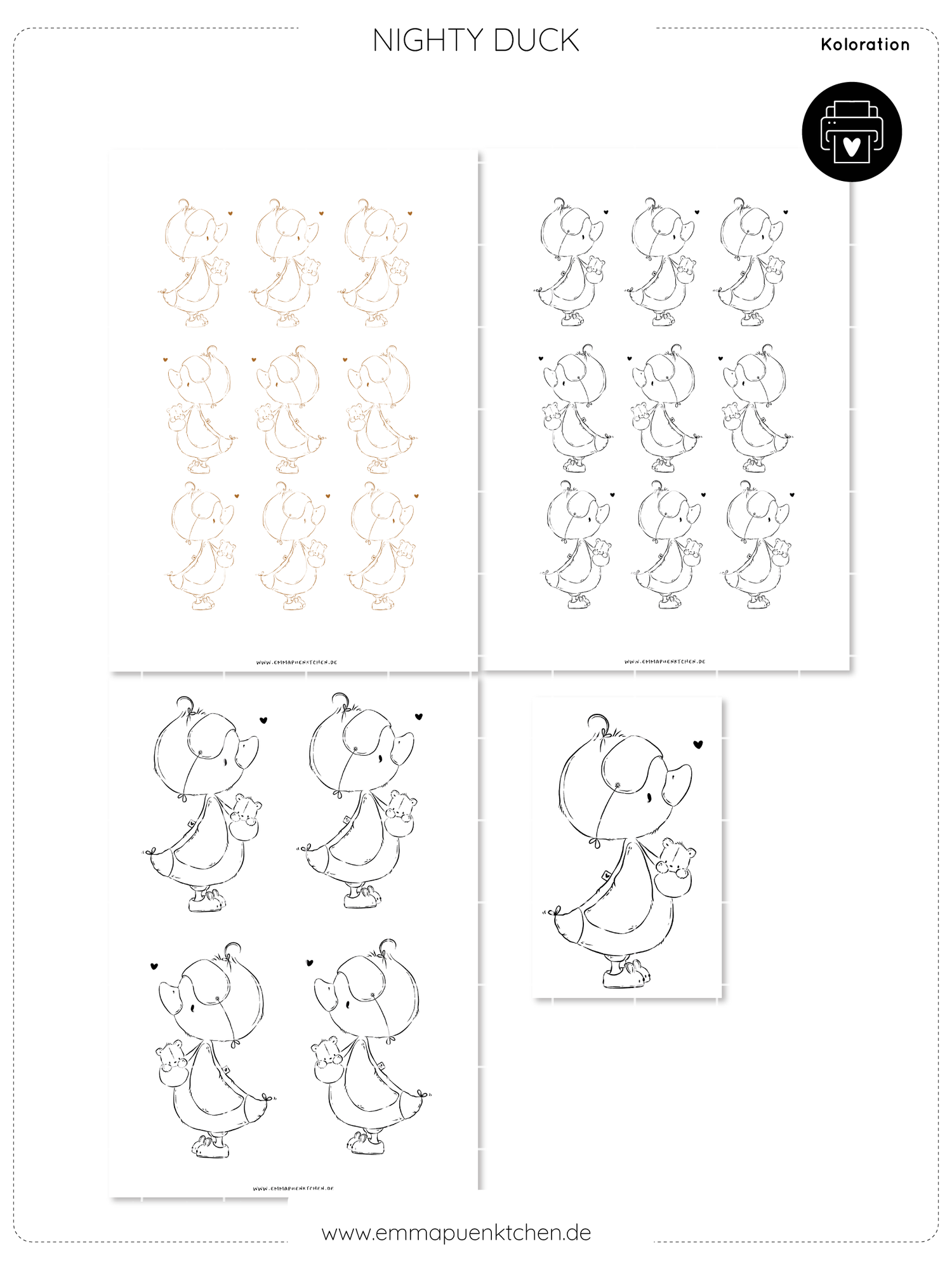 emmapünktchen ® - Kolorationsvorlage Nighty Duck