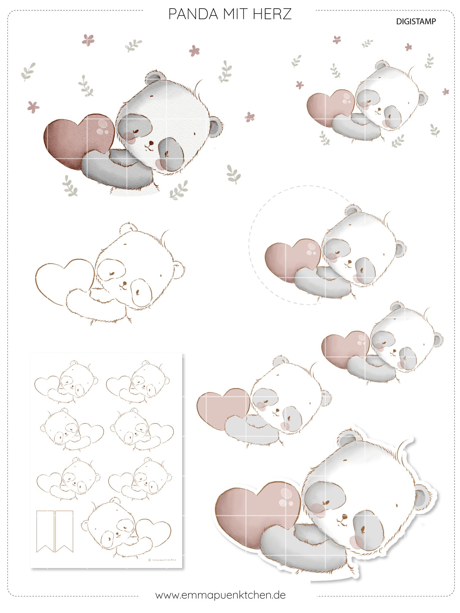 emmapünktchen ® -  DigiStamp Panda mit Herz