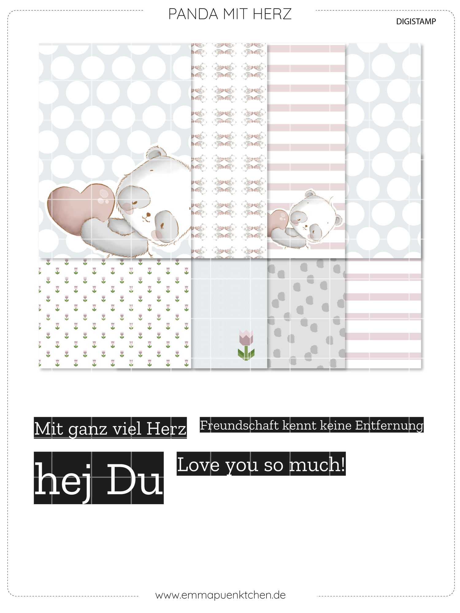 emmapünktchen ® -  DigiStamp Panda mit Herz