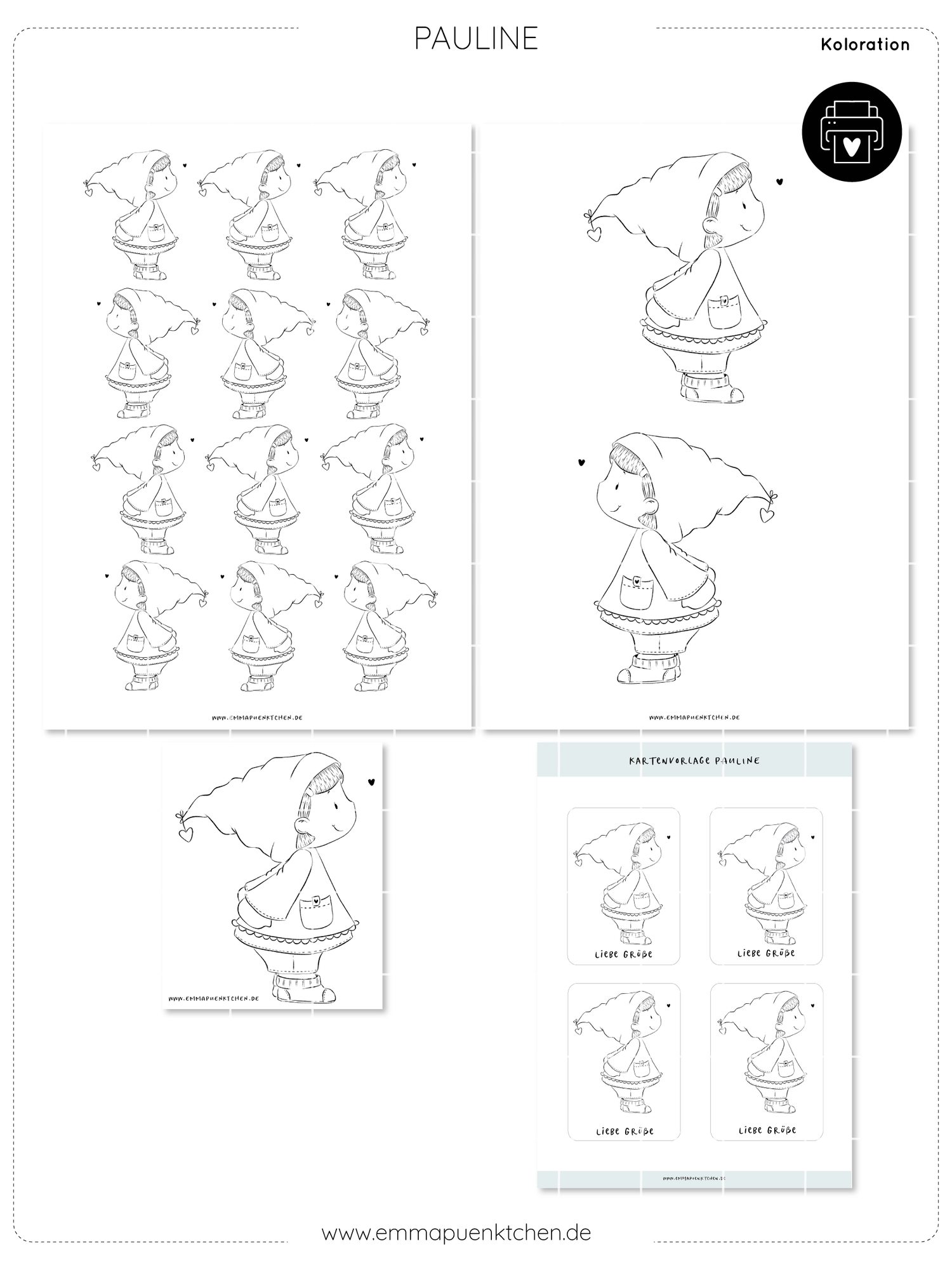 emmapünktchen ® - Kolorationsvorlage Pauline