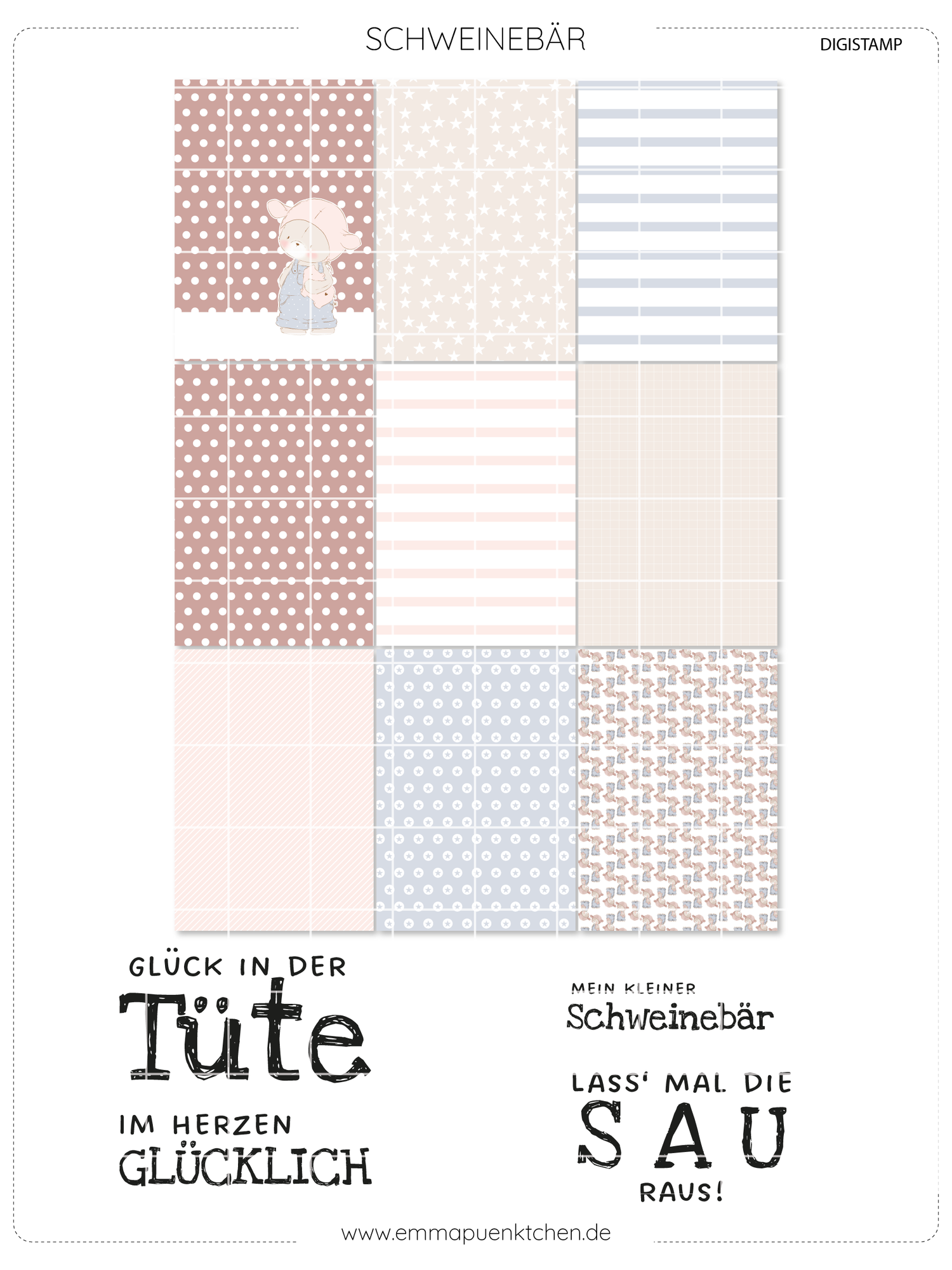 emmapünktchen ® - DigiStamp Schweinebär