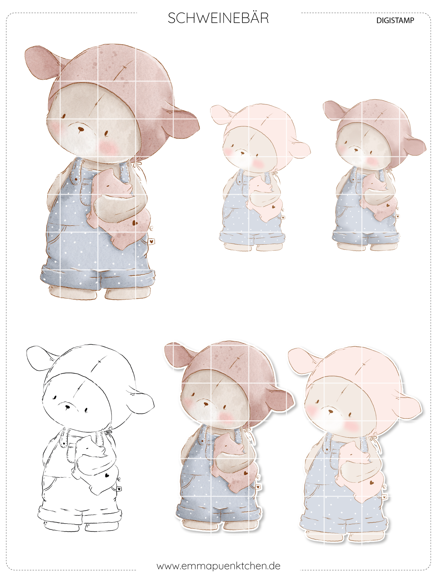 emmapünktchen ® - DigiStamp Schweinebär