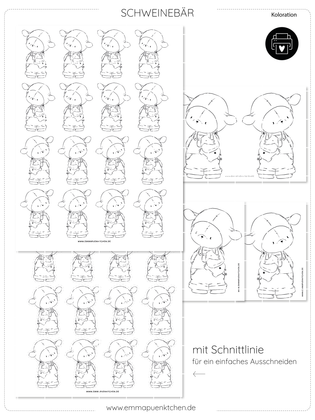 emmapünktchen ® - Kolorationsvorlage Schweinebär
