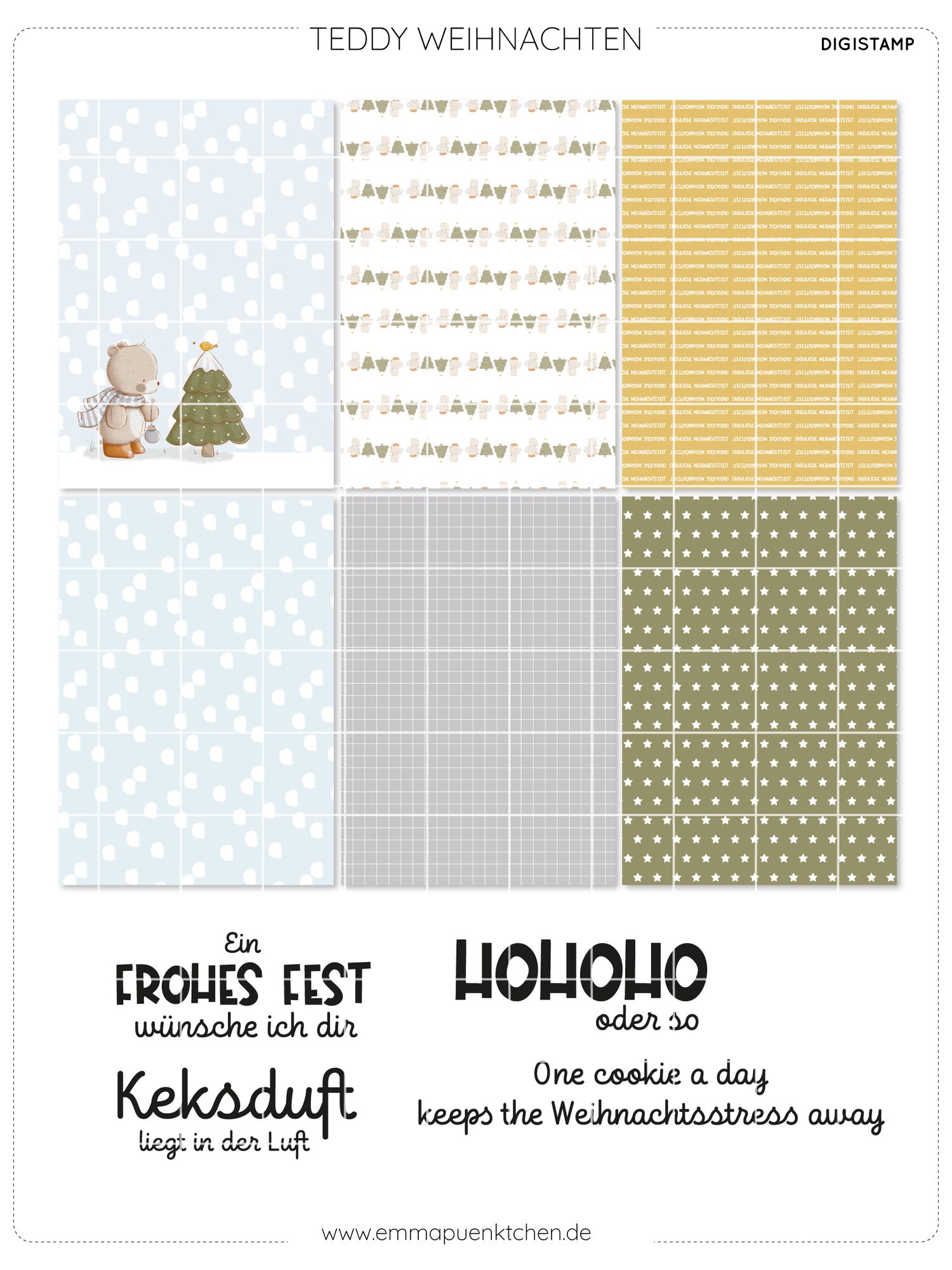emmapünktchen ® -  DigiStamp Teddyweihnachten
