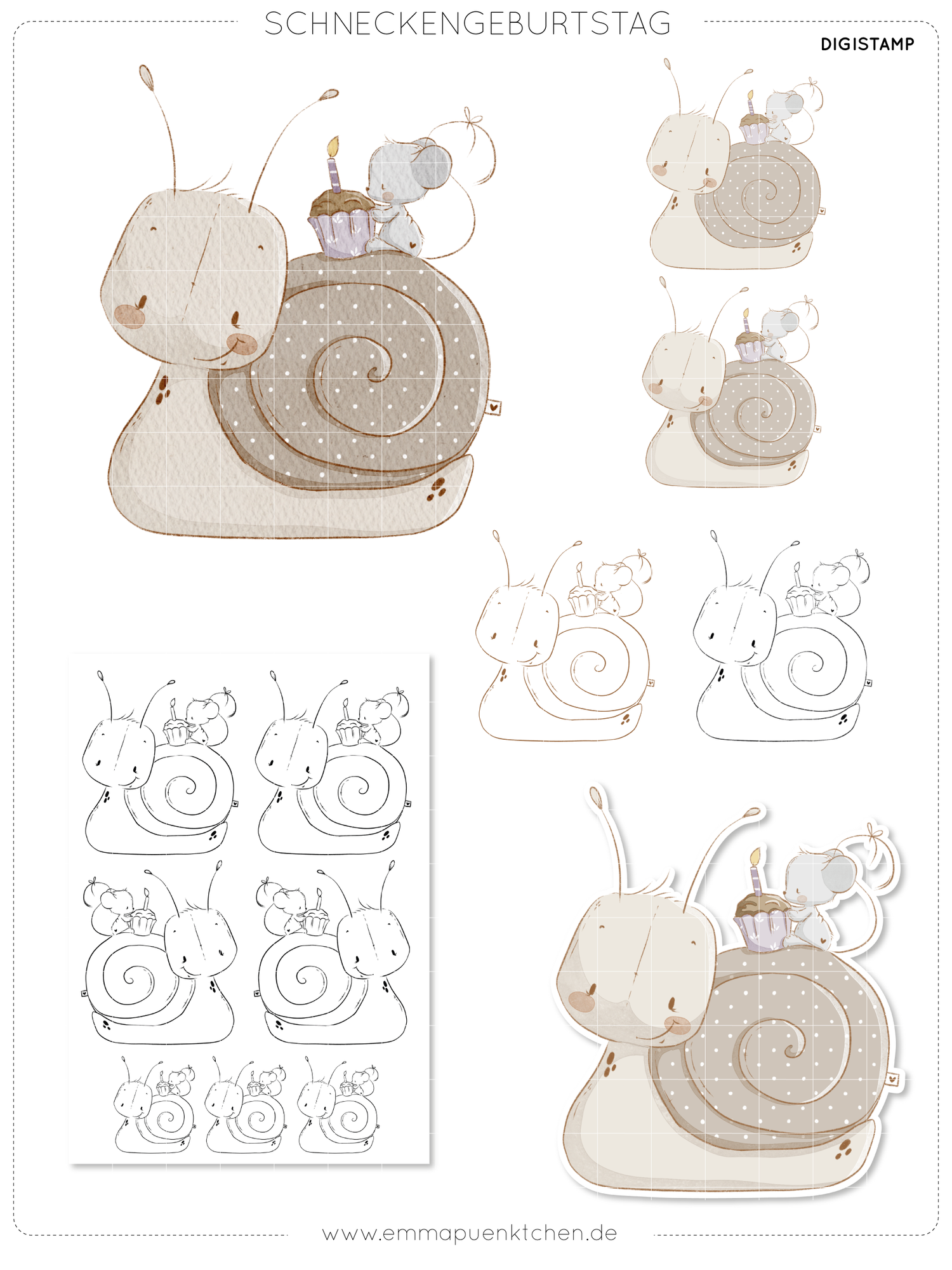 emmapünktchen ® DigiStamp - Snail Birthday