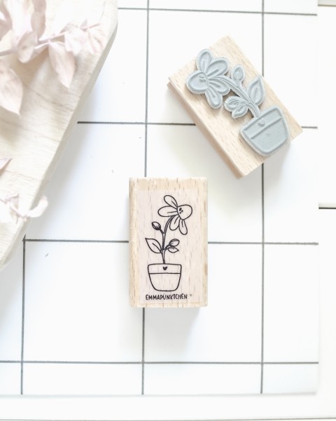 emmapünktchen - Holzstempel Blümchen im Topf
