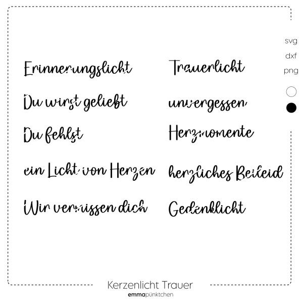 emmapünktchen ® - Kerzenlicht Trauer Plotterdatei