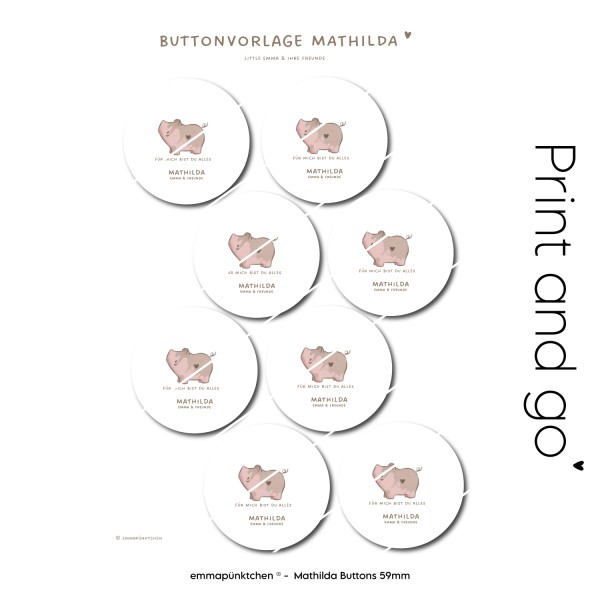 emmapünktchen ® - Mathilda Buttonvorlage 59er PRINT & GO